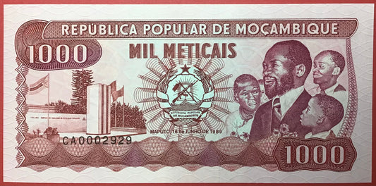Mozambique - 1000 Meticais 16.6.1989 P#132c Kvalitet 0