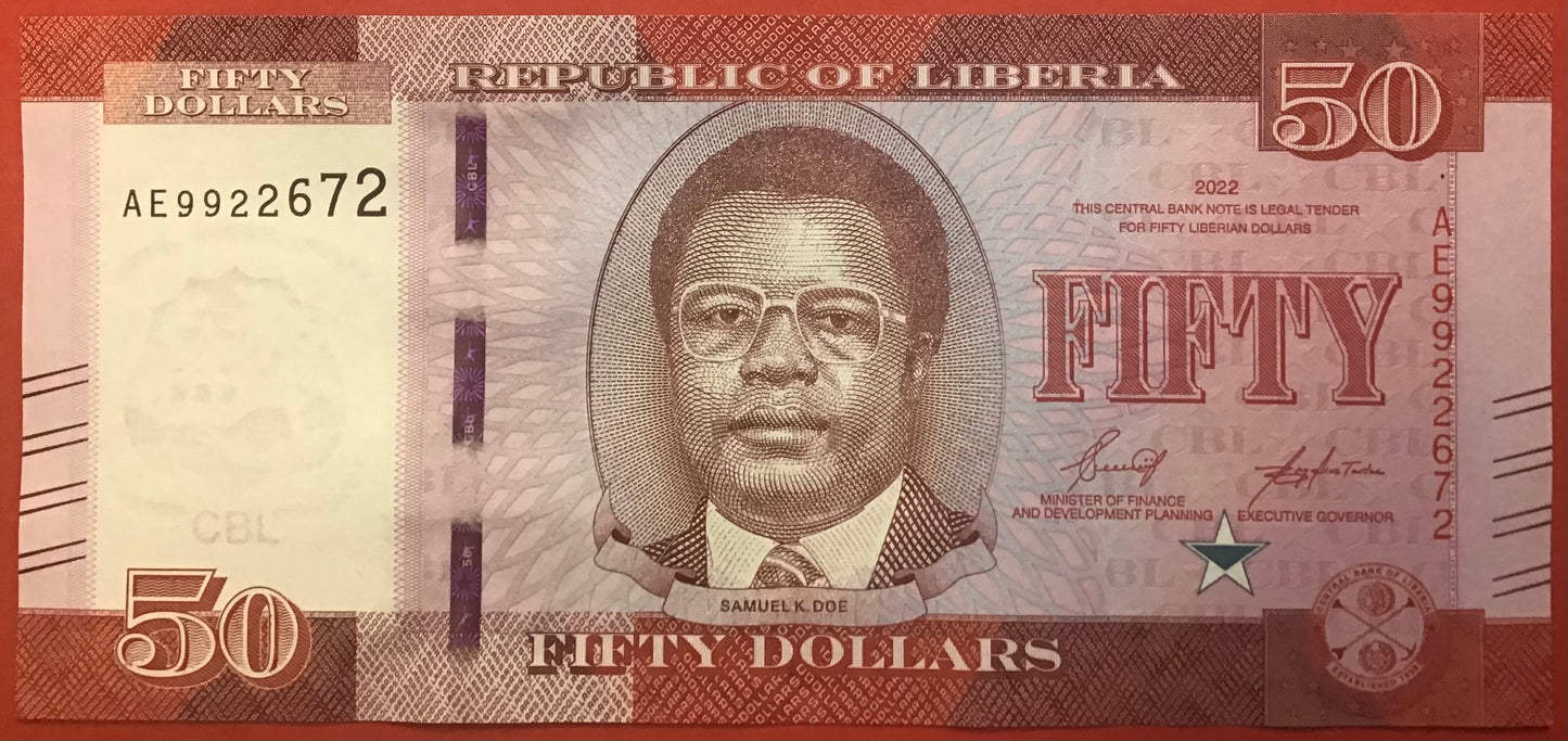 Liberia - 50 Dollars 2022 P#W40 Kvalitet 0