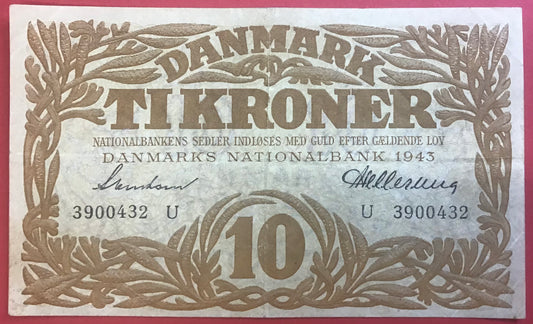 Danmark - 10 Kroner 1943 (U 3900432) Sieg#105 Kvalitet 1+