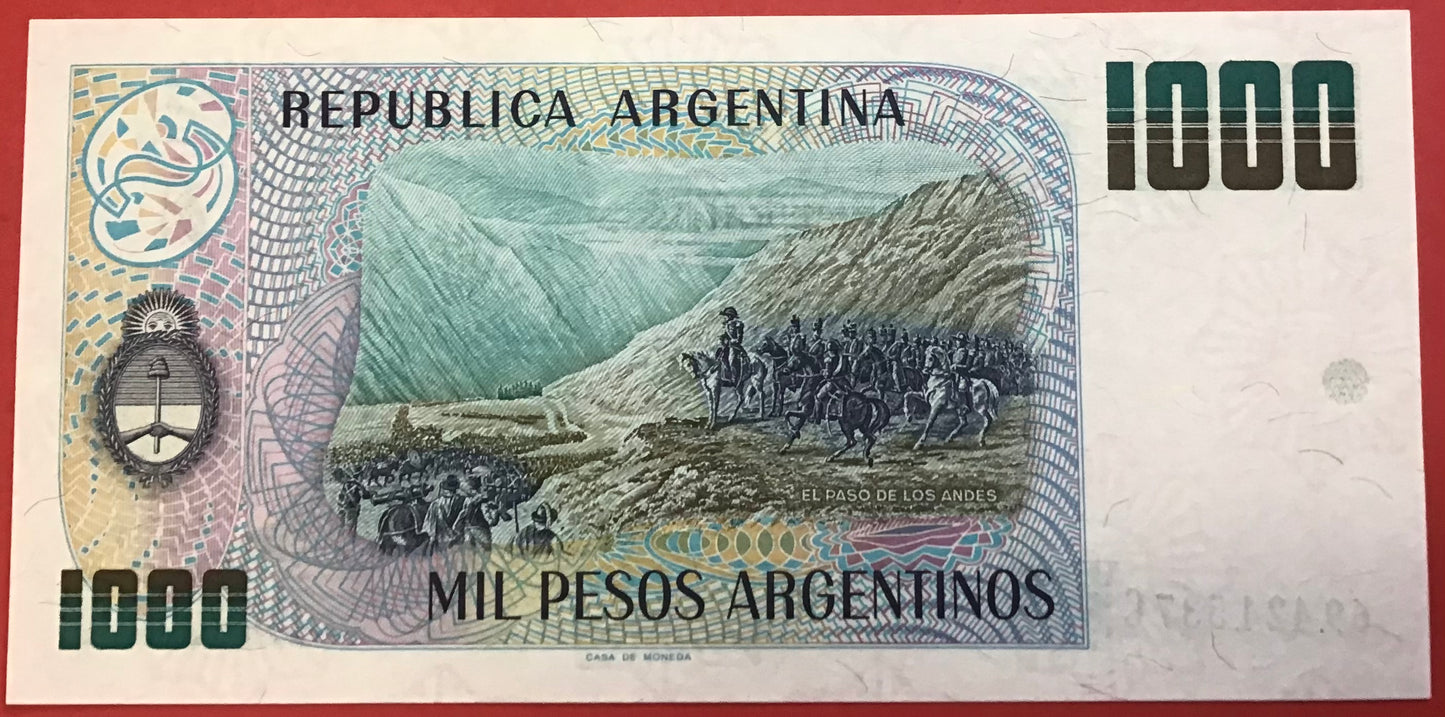 Argentina - 1000 Pesos Argentinos (1983-85) P#317b Kvalitet 0