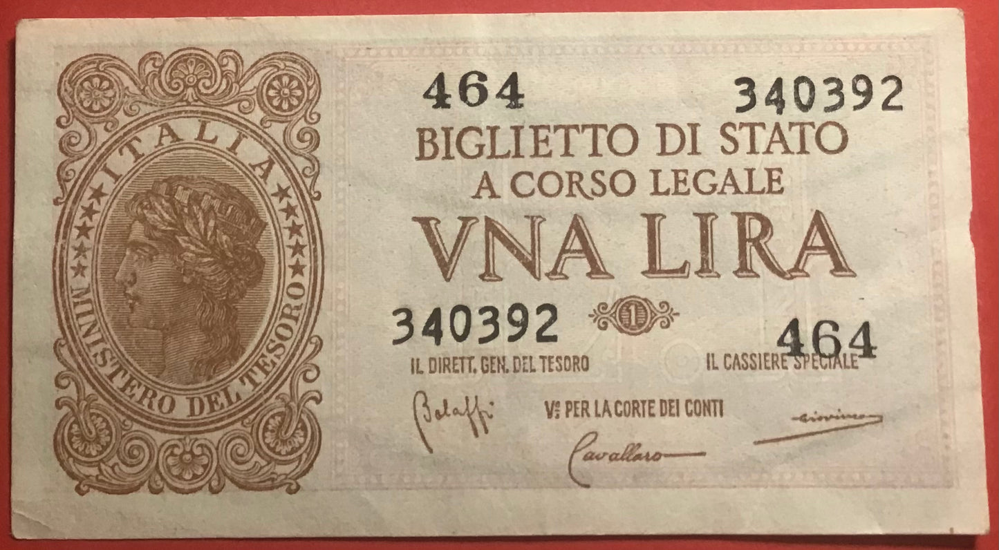 Italy - 1 Lira 23.11.1944 P#29b Kvalitet 1+