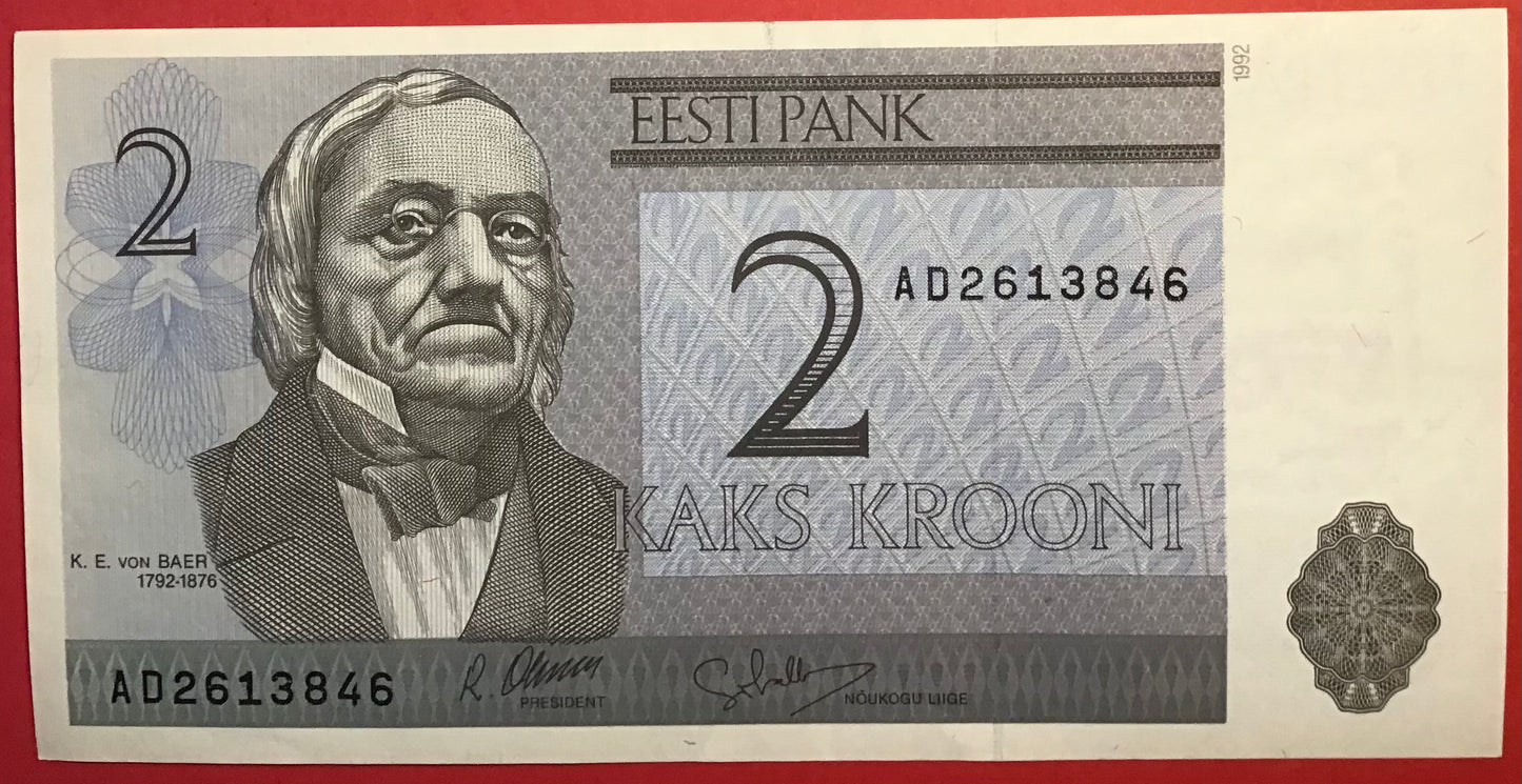 Estonia - 2 Krooni 1992 P#70a Kvalitet 01