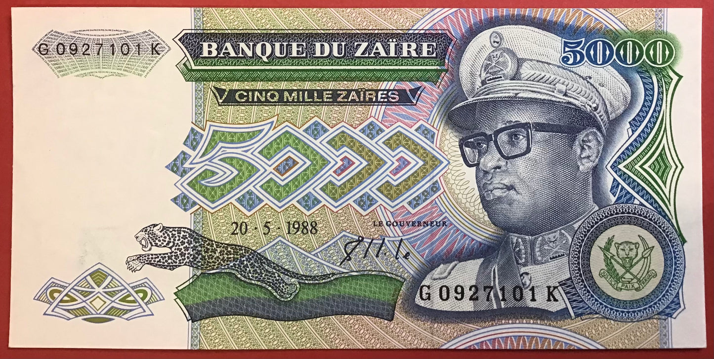 Zaïre - 5000 Zaïres 20.5.1988 P#37b Kvalitet 0