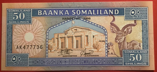 Somaliland - 50 Shillings 1996 P#7a Kvalitet 0