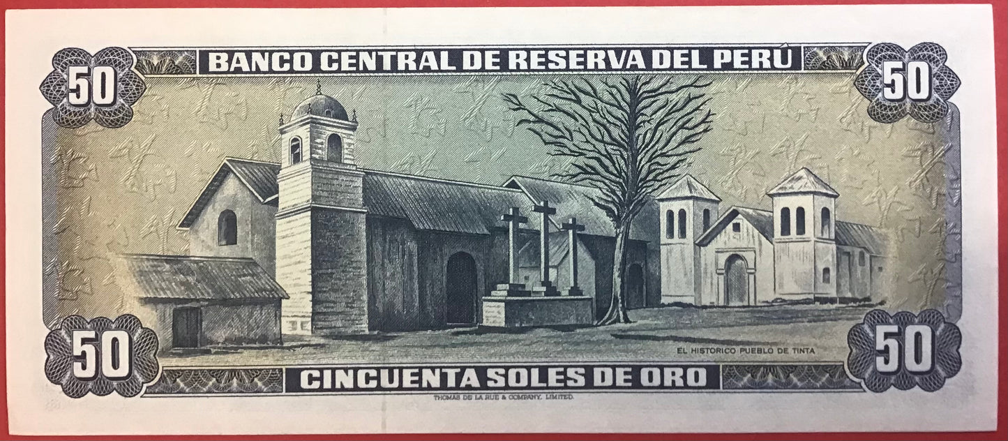 Peru - 50 Soles de Oro 15.8.1974 P#101c Kvalitet 0