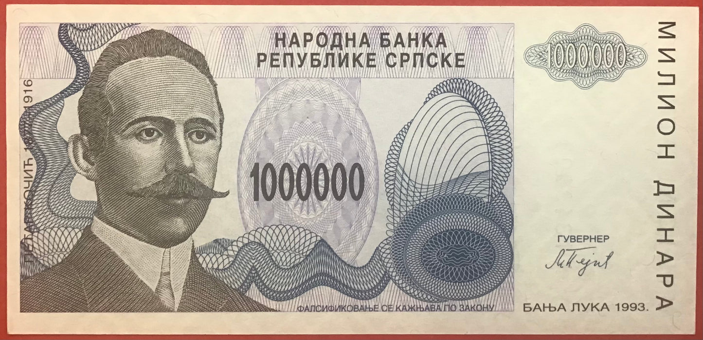 Bosnia-Herzegovina/Serbia Republic - 1.000.000 Dinara 1993 P#155a Kvalitet 01/0