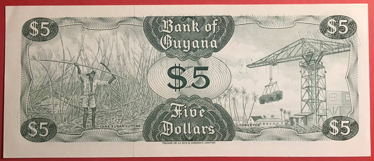 Guyana - 5 Dollars 1989 P#22e Kvalitet 0