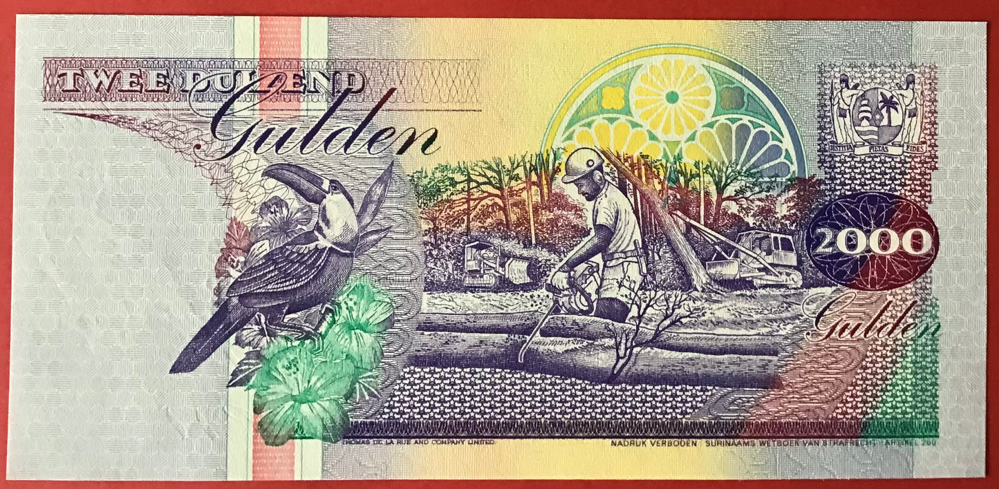 Suriname - 2000 Gulden 1.6.1995 P#142 Kvalitet 0