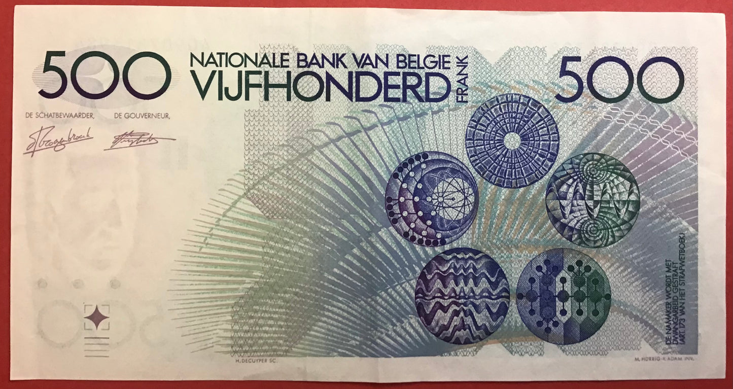 Belgium - 500 Francs (1982-98) P#143a Kvalitet 1+