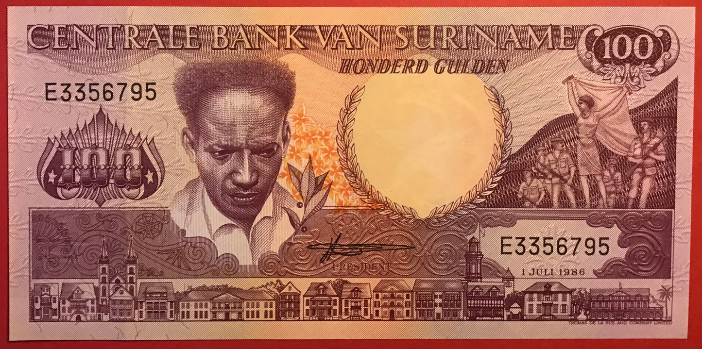 Suriname - 100 Gulden 1.7.1986 P#133a Kvalitet 01