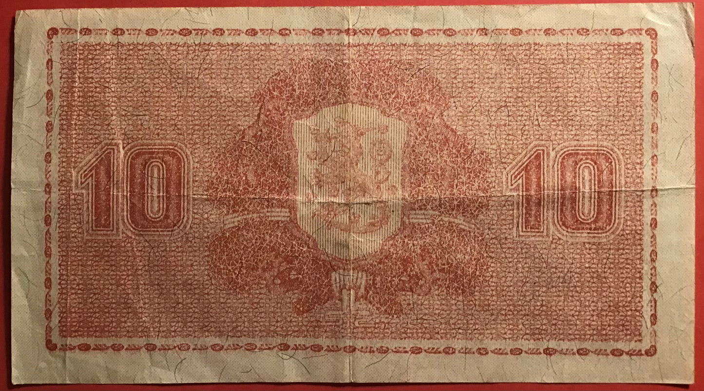 Finland - 10 Markkaa 1945 *Litt.B* P#85 Kvalitet 1+