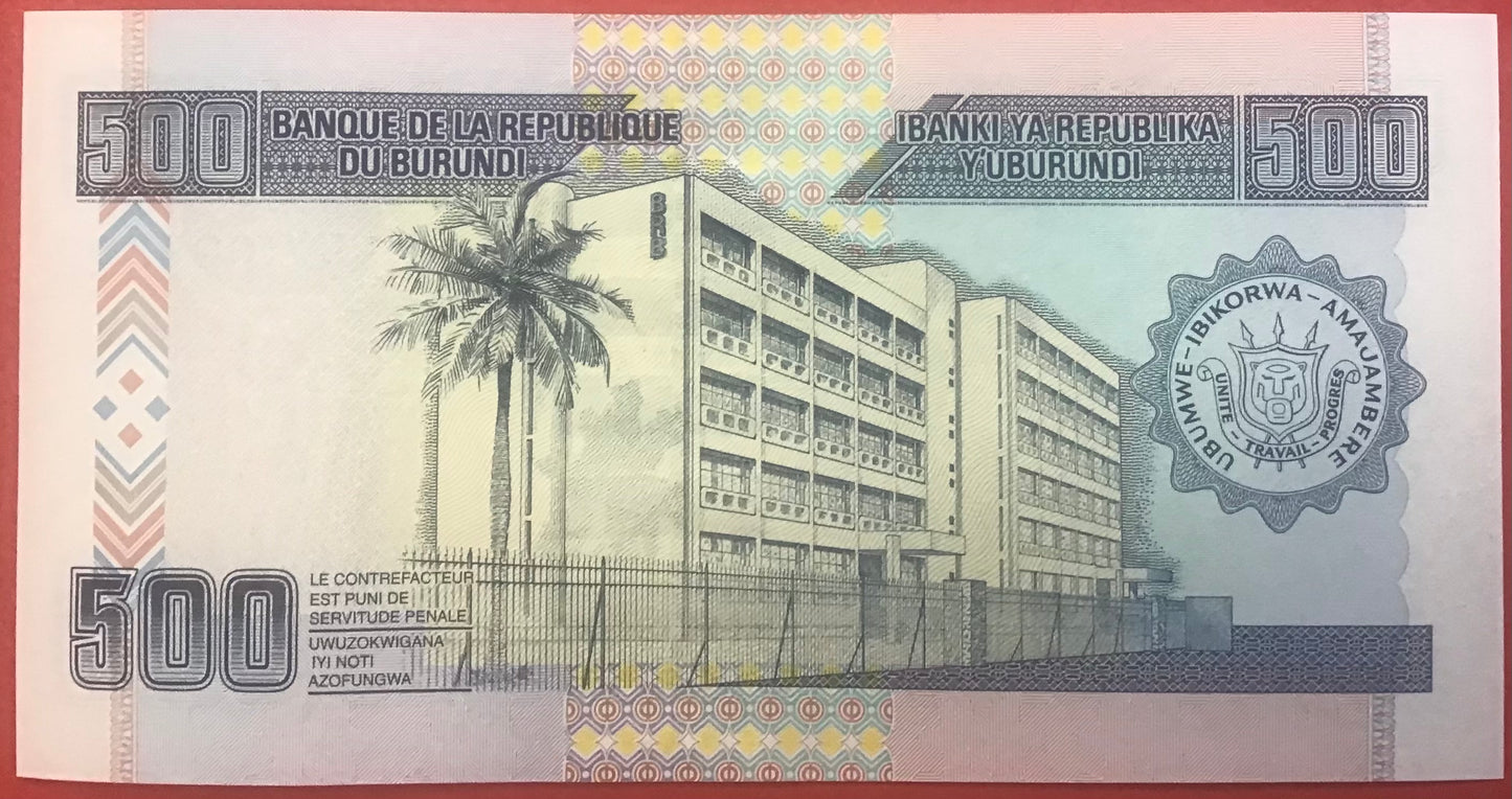 Burundi - 500 Francs 31.10.2013 P#45c Kvalitet 0