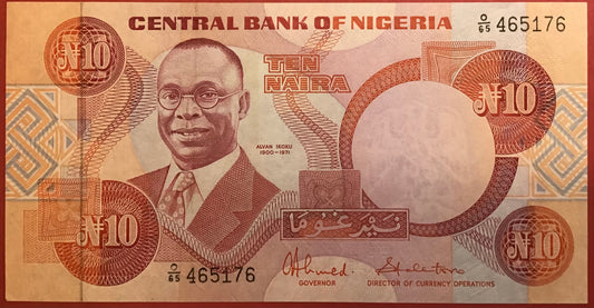 Nigeria - 10 Naira (1984-2000) P#25c Kvalitet 0
