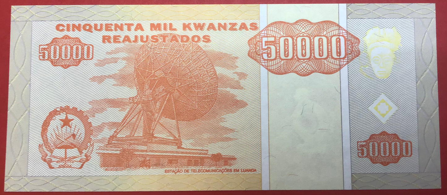Angola - 50.000 Kwanzas Reajustados 1.5.1995 P#138 Kvalitet 0