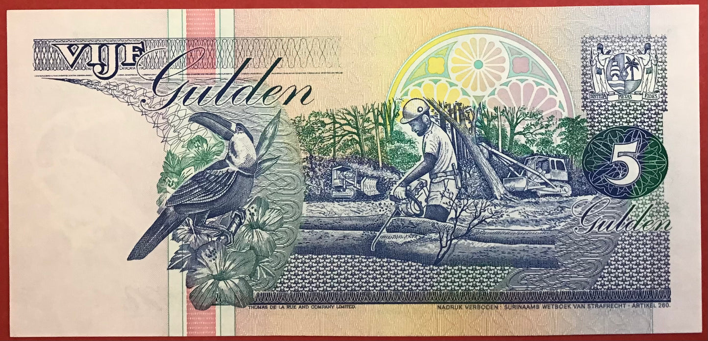 Suriname - 5 Gulden 10.2.1998 P#136b Kvalitet 0