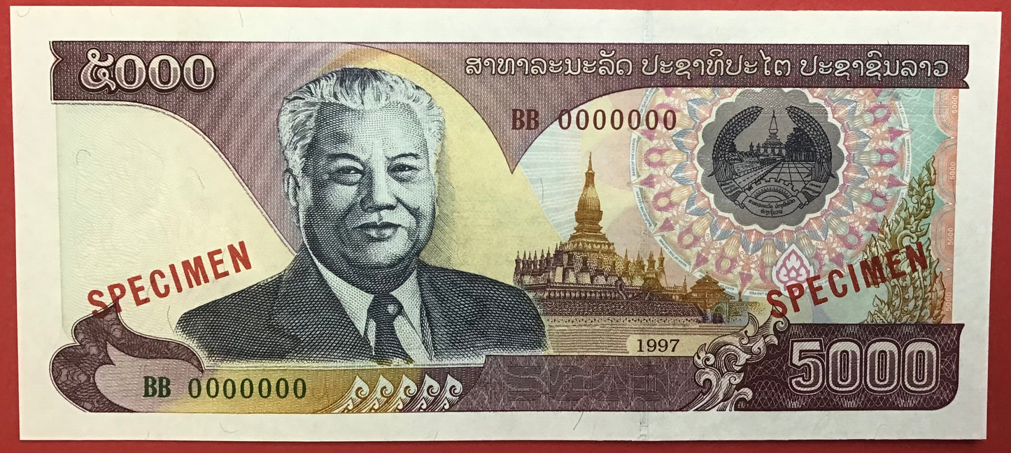 Lao - 5000 Kip 1997 P#34s *Specimen* Kvalitet 0