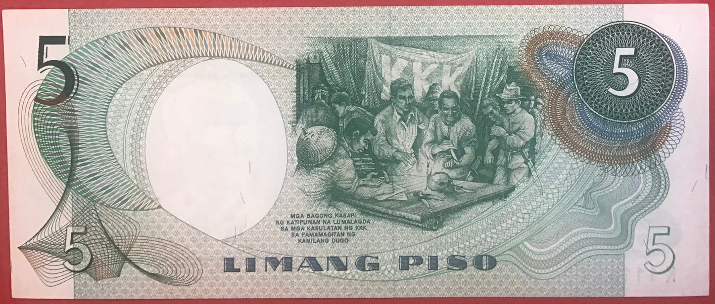 Philippines - 5 Piso (1969) P#143b Kvalitet 01/0