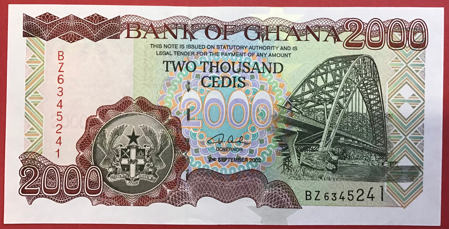 Ghana - 2000 Cedis 2.9.2002 P #33g Kvalitet 0