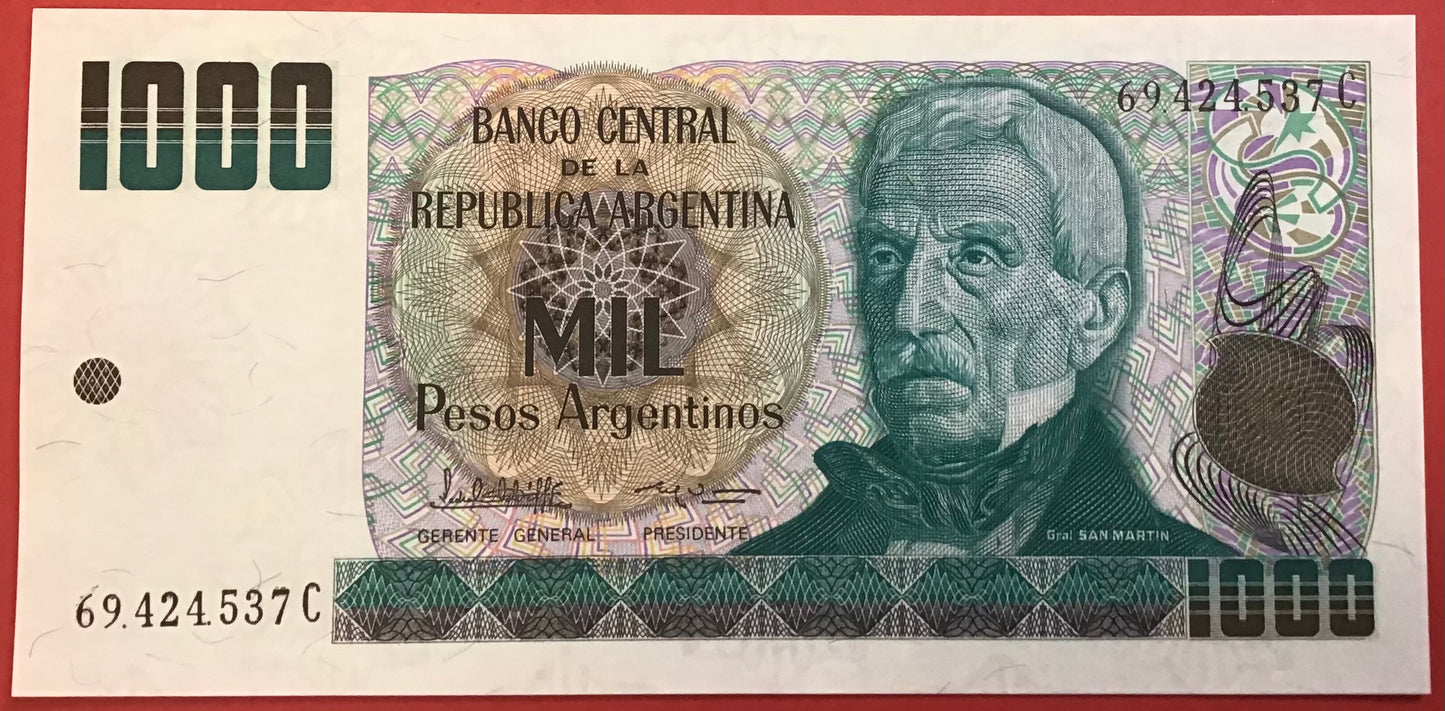Argentina - 1000 Pesos Argentinos (1983-85) P#317b Kvalitet 0