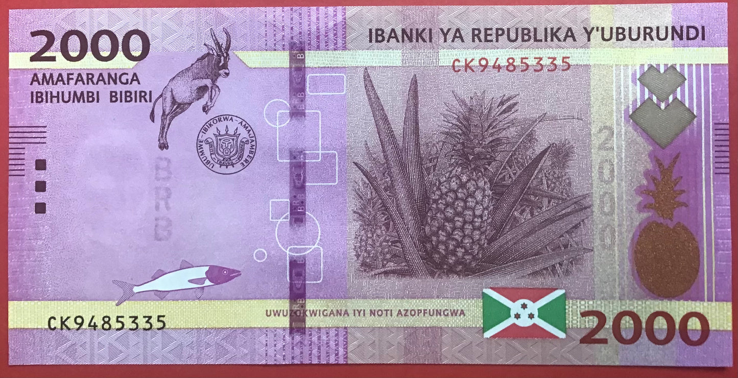 Burundi - 2000 Francs 11.9.2023 P#52 Kvalitet 0