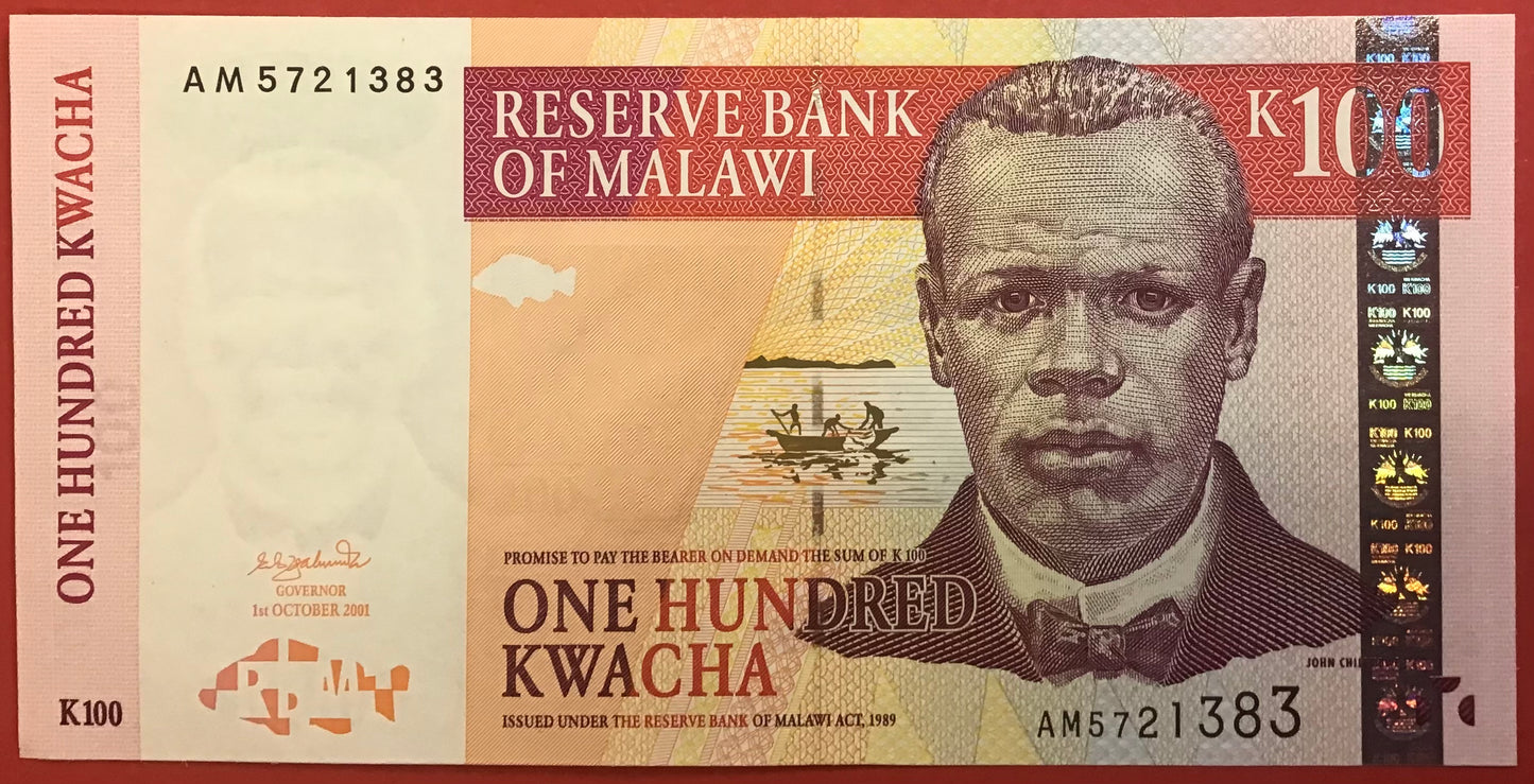Malawi - 100 Kwacha 1.10.2001 P#46a Kvalitet 0