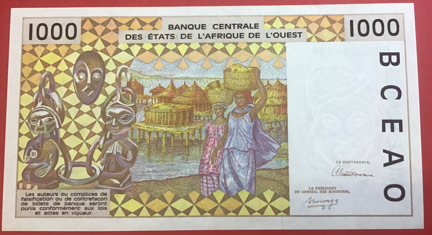 West African States/Cote D’Ivoire - 1000 Francs 1992 P#111Ab Kvalitet 0