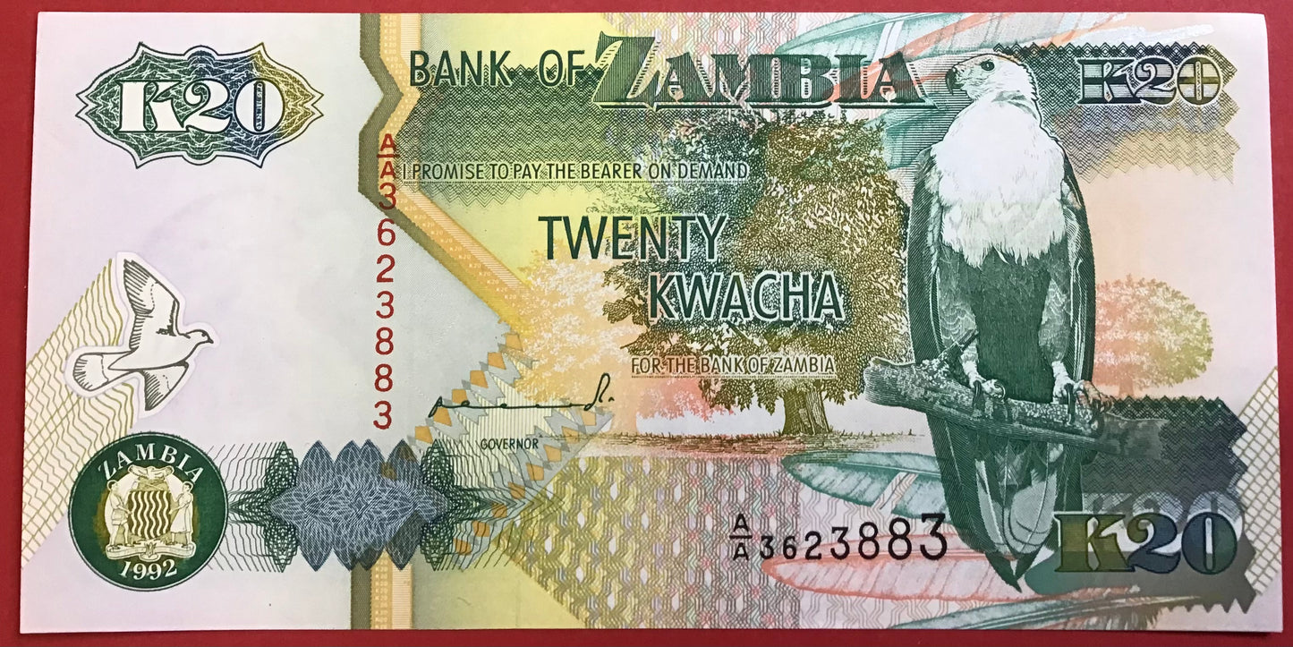 Zambia - 20 Kwacha 1992 P#36a Kvalitet 0