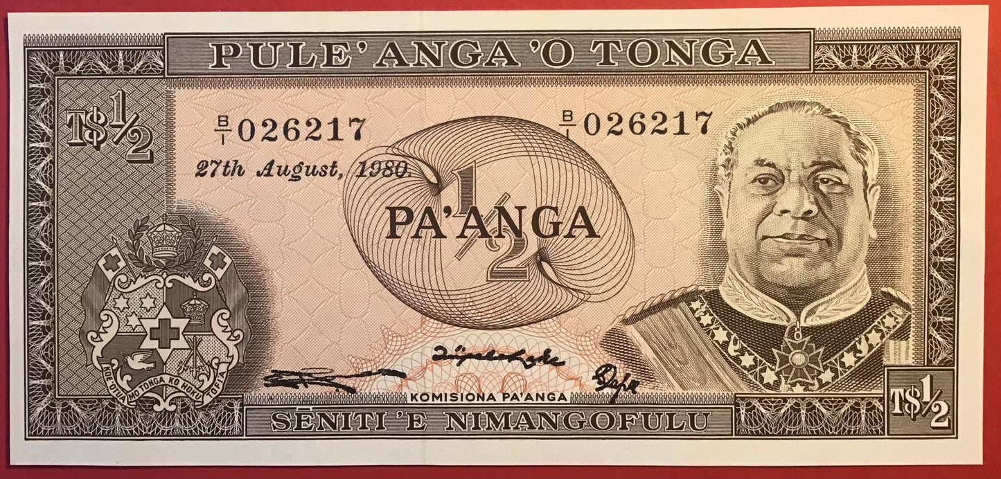 Tonga - 1/2 Pa`anga 27.8.1980 P#18c Kvalitet 0