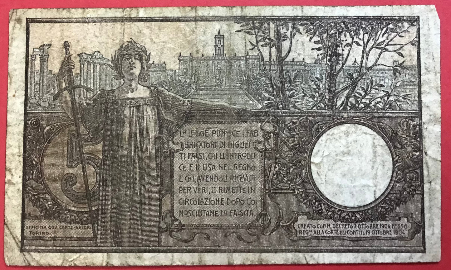 Italy - 5 Lire 14.10.1917 P#23e Kvalitet 1