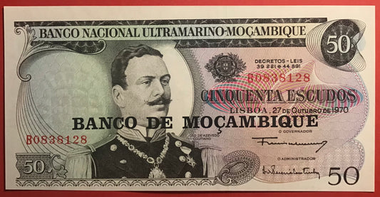 Mozambique - 50 Escudos (1976 - Old date 27.10.1970) P#116 Kvalitet 0