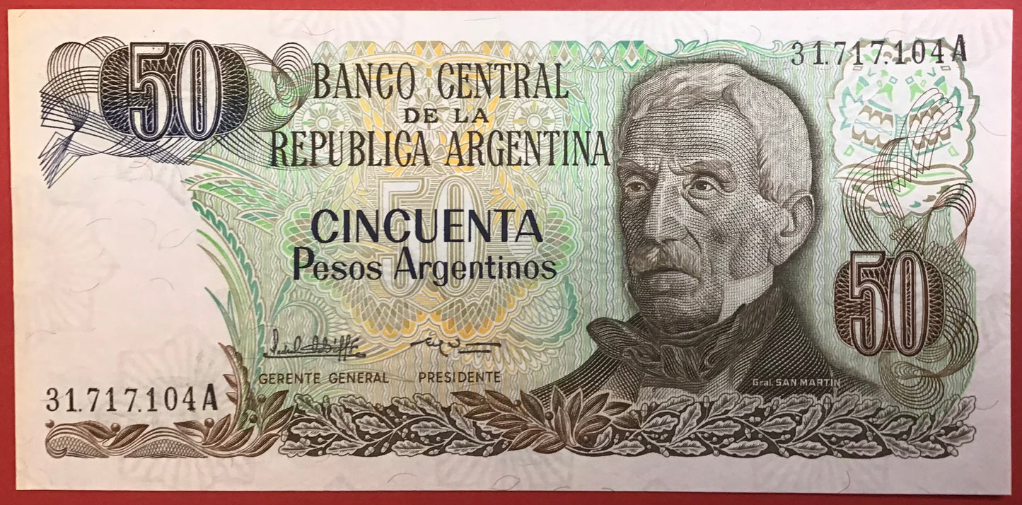 Argentina - 50 Pesos Argentinos (1983-85) P#314a(2) Kvalitet 01