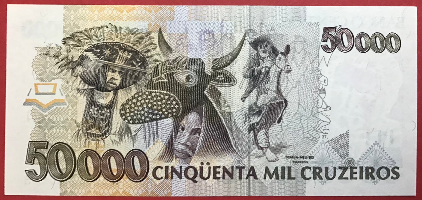 Brazil - 50.000 Cruzeiros (1992) P#234a Kvalitet 0