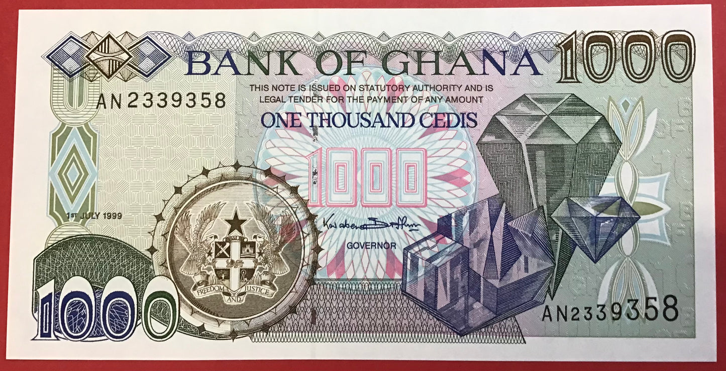 Ghana - 1000 Cedis 1.7.1999 P#32d Kvalitet 0