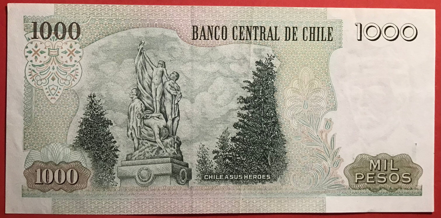 Chile - 1000 Pesos 2009 P#154g Kvalitet 1+/01