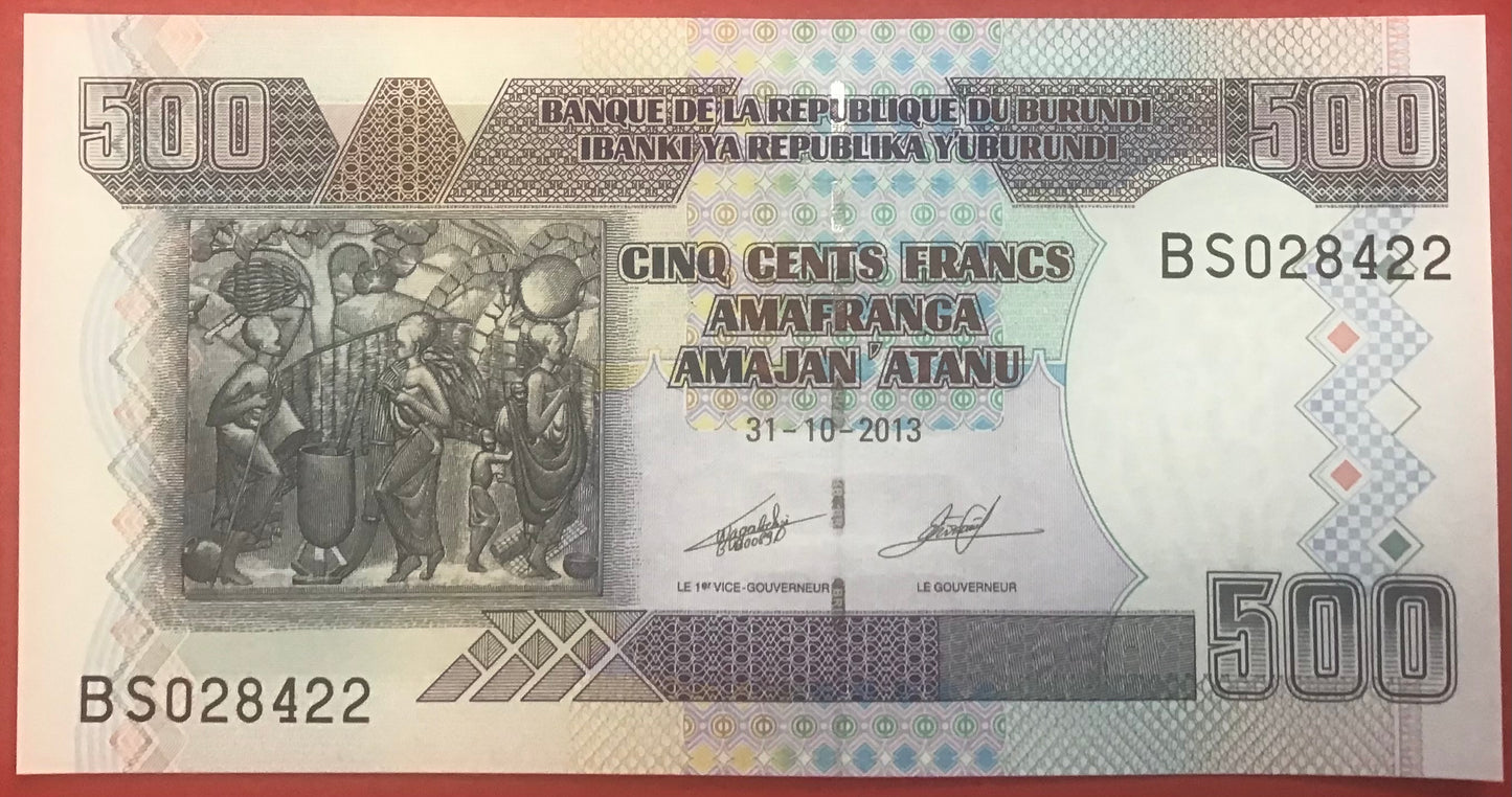 Burundi - 500 Francs 31.10.2013 P#45c Kvalitet 0