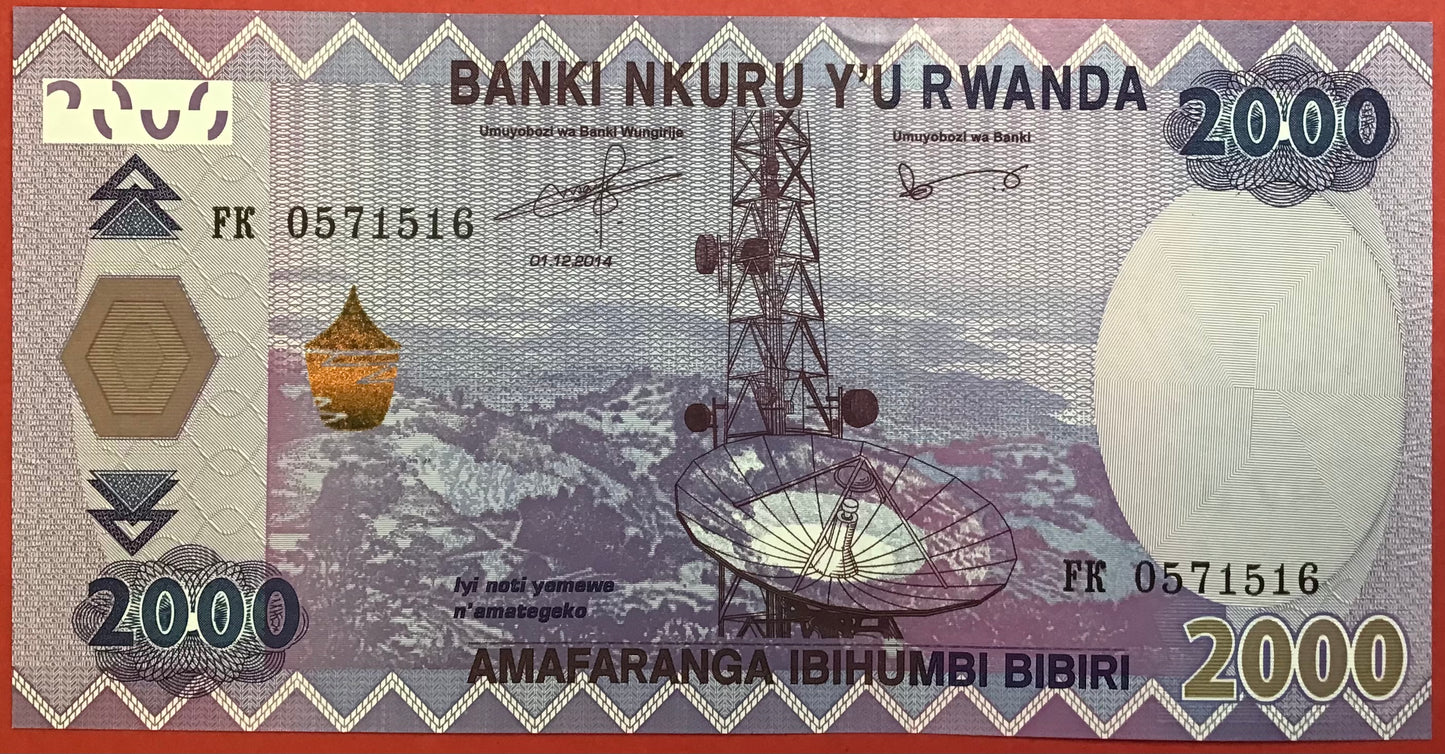 Rwanda - 2000 Francs 1.12.2014 P#40 Kvalitet 0