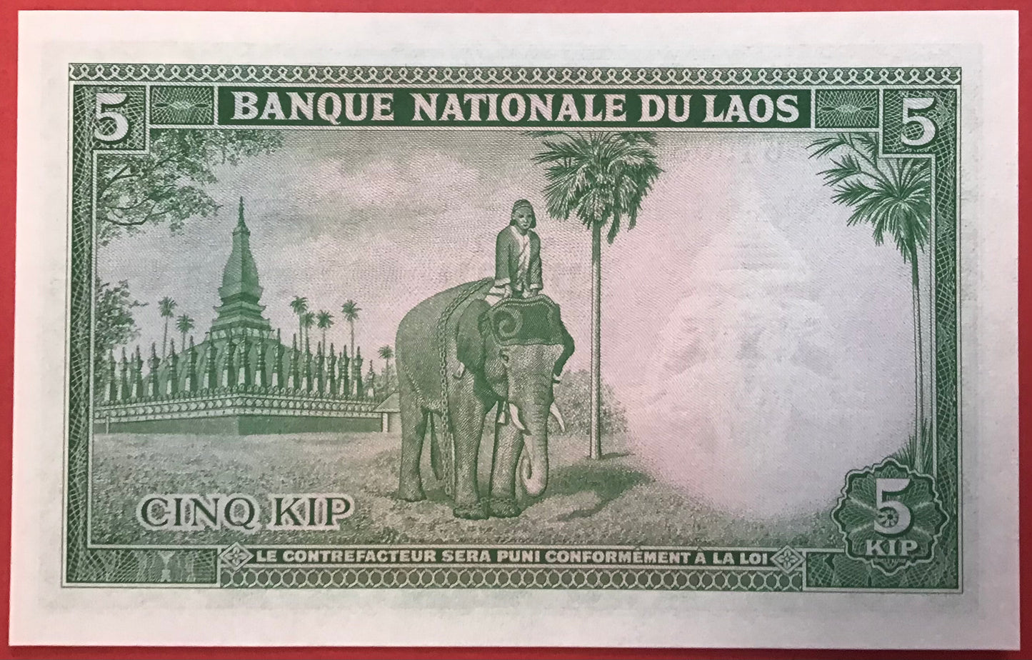 Lao - 5 Kip (1962) P#9b Kvalitet 0