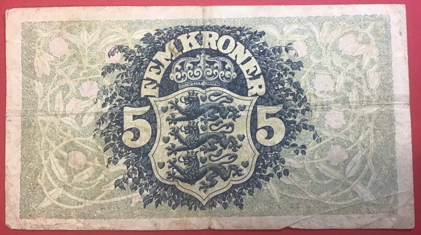 Danmark - 5 Kroner 1940 (F 9506623) Sieg#102 Kvalitet 1-/1