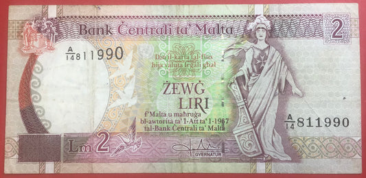 Malta - 2 Liri 1994 P#45b Kvalitet 1+