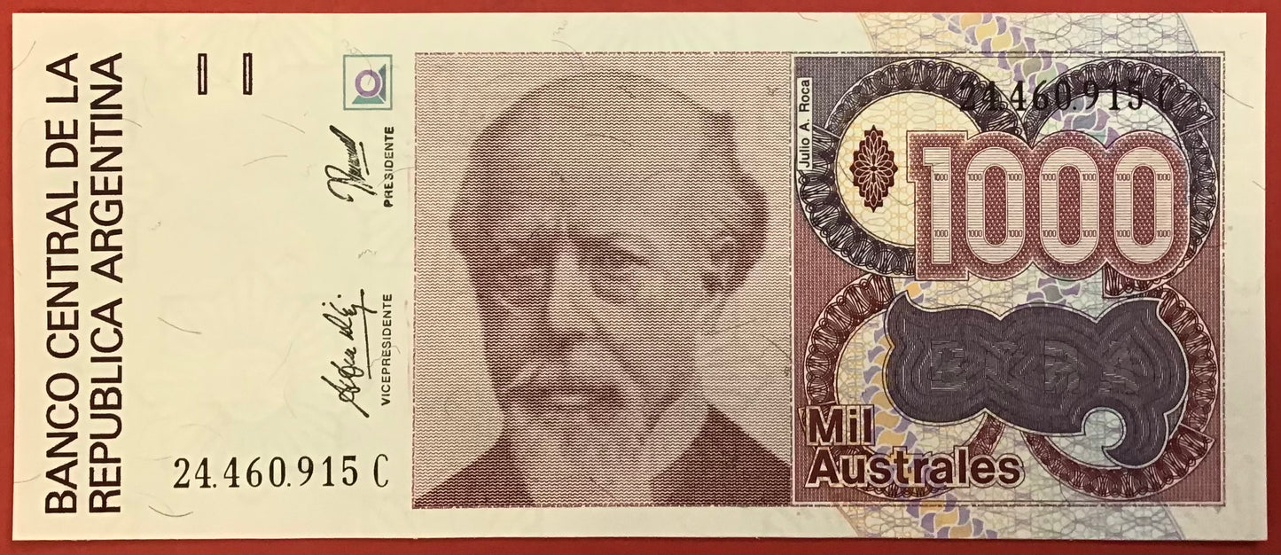 Argentina - 1000 Australes (1988-90) P#329d Kvalitet 0