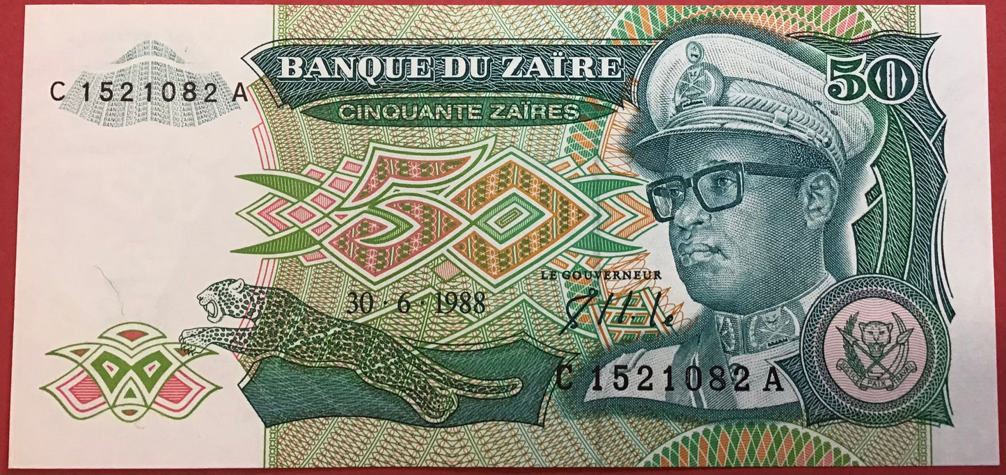 Zaïres - 50 Zaïres 30.6.1988 P#32a Kvalitet 0