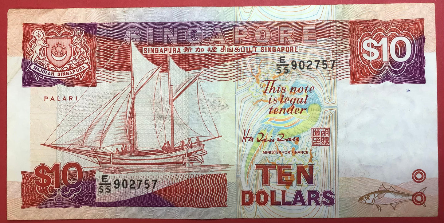Singapore - 10 Dollars (1988) P#20 Kvalitet 1+