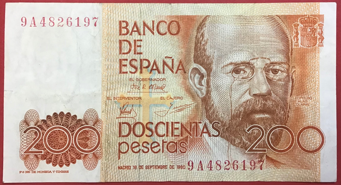 Spain - 200 Pesetas 16.9.1980 P#156 Kvalitet 1+