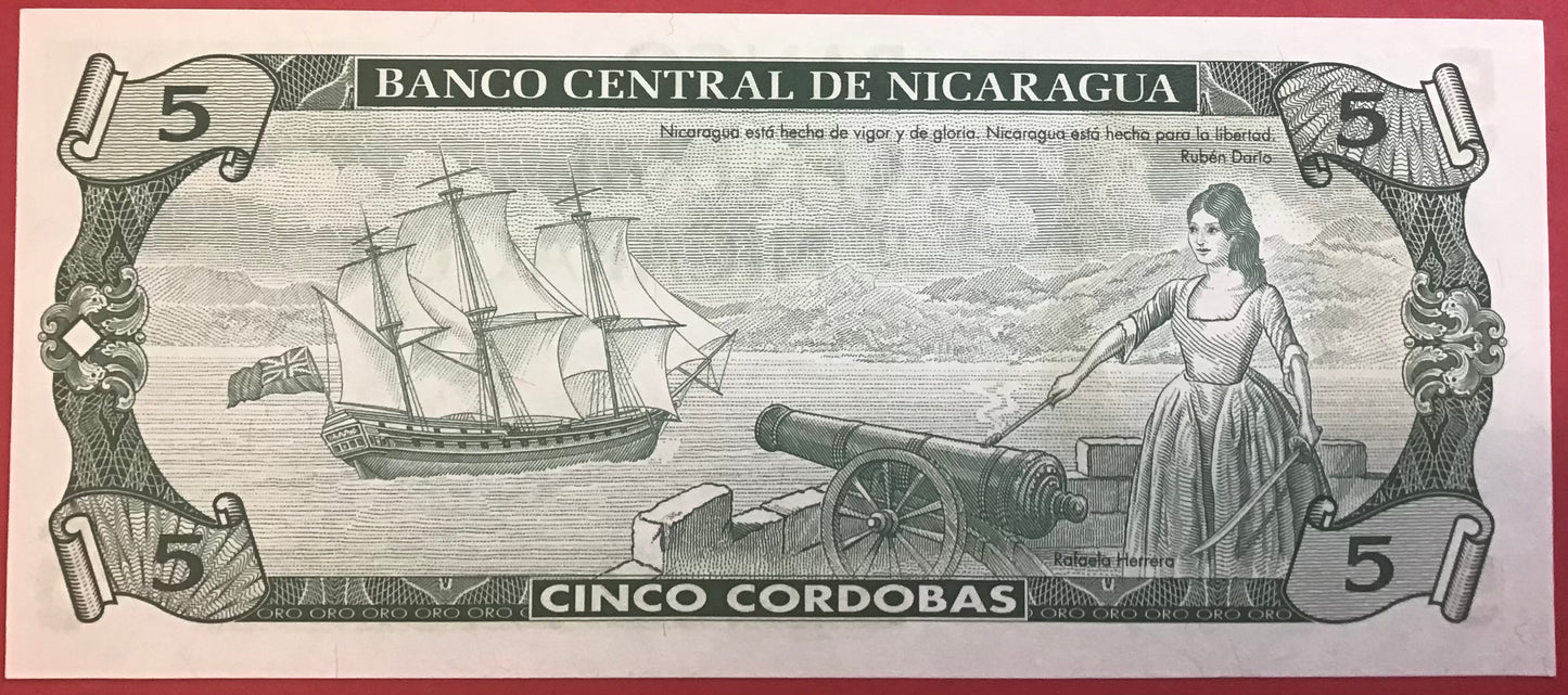 Nicaragua - 5 Córdobas (1991) P#174 Kvalitet 0
