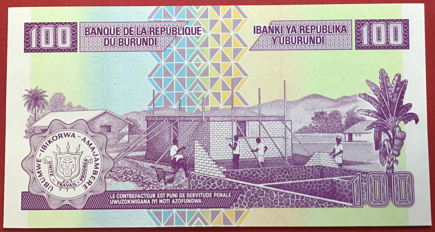 Burundi - 100 Francs 1.9.2011 P#44b Kvalitet 0
