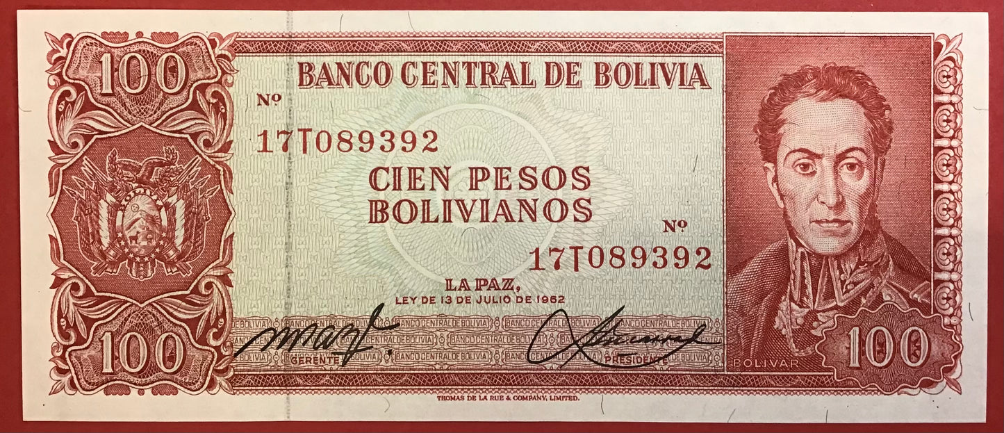 Bolivia - 100 Pesos Bolivianos (1983) P#164A Kvalitet 0