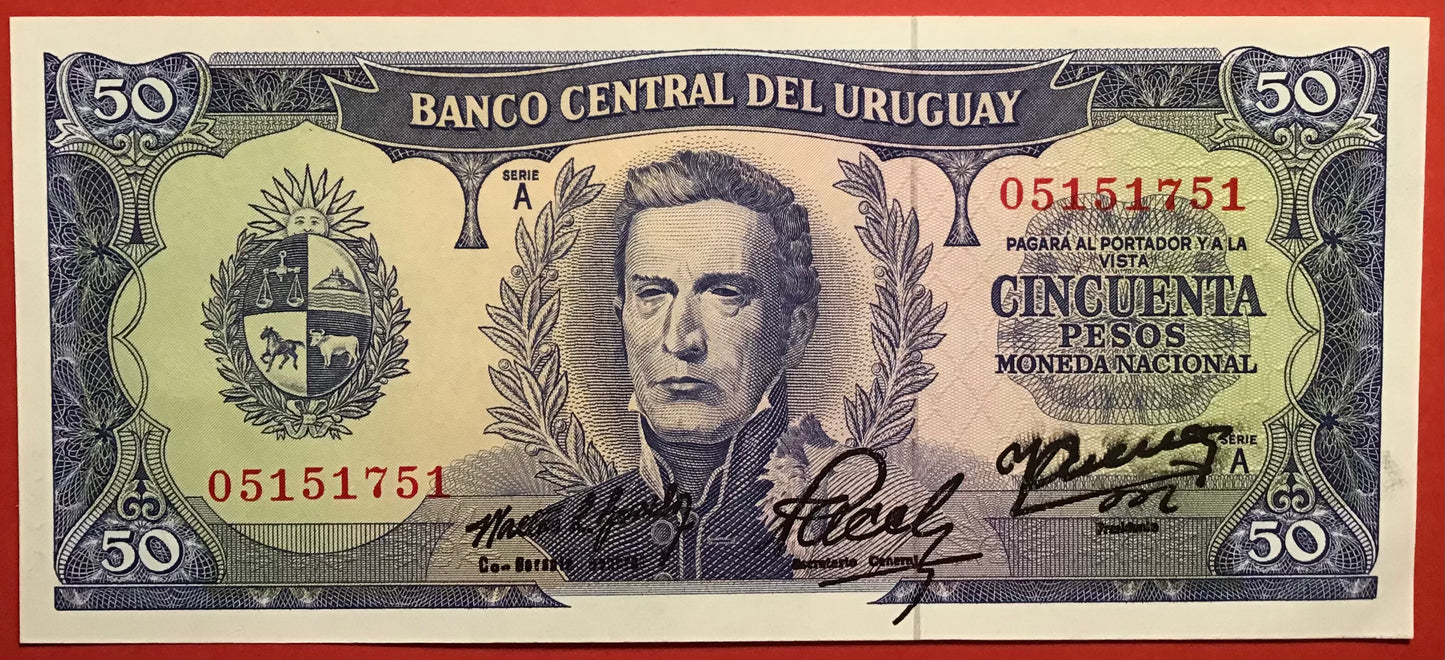 Uruguay - 50 Pesos (1967) P#46a Kvalitet 0
