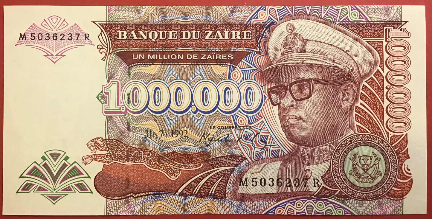 Zaïre - 1.000.000 Zaïre 31.7.1992 P#44a Kvalitet 0