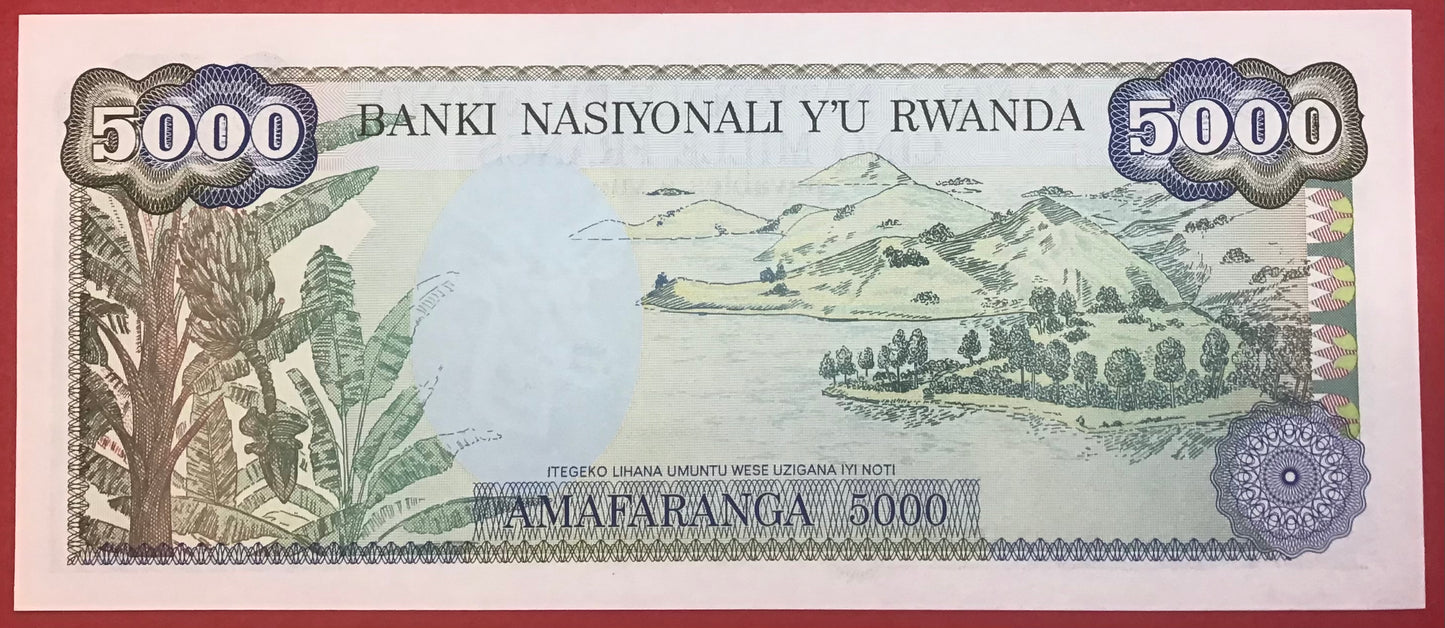 Rwanda - 5000 Francs 1.1.1988 P#22 Kvalitet 0