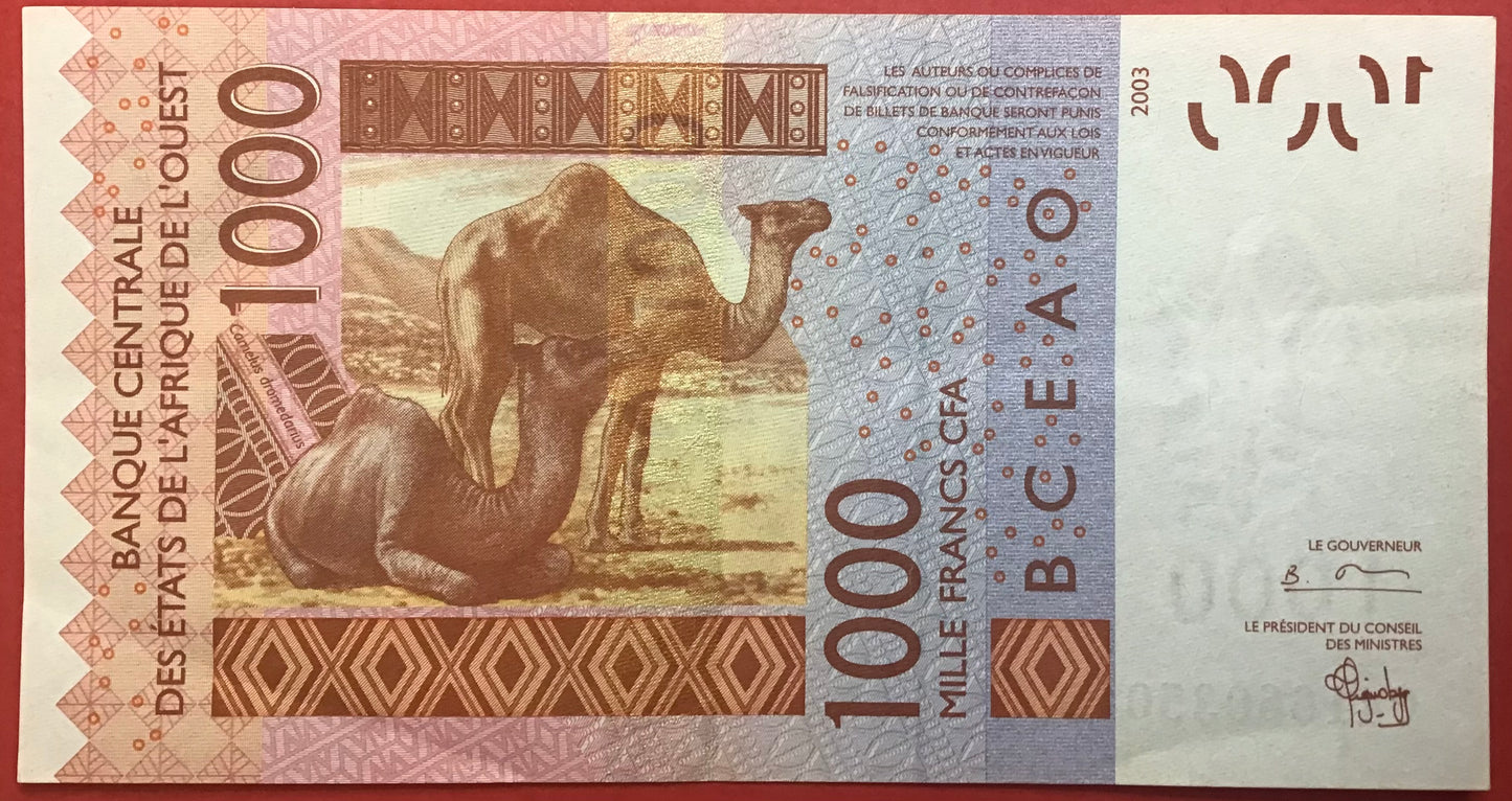West African States/Burkina Faso - 1000 Francs 2004 P#315Cb Kvalitet 1+